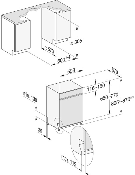Miele G 17601-60 SCi AutoDos inox - dimensions