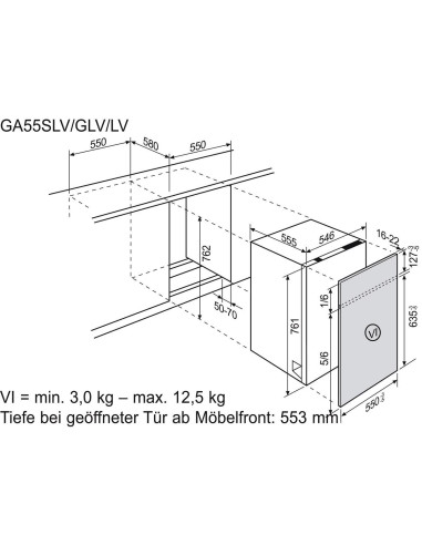 Electrolux GA55GLV - dimensions