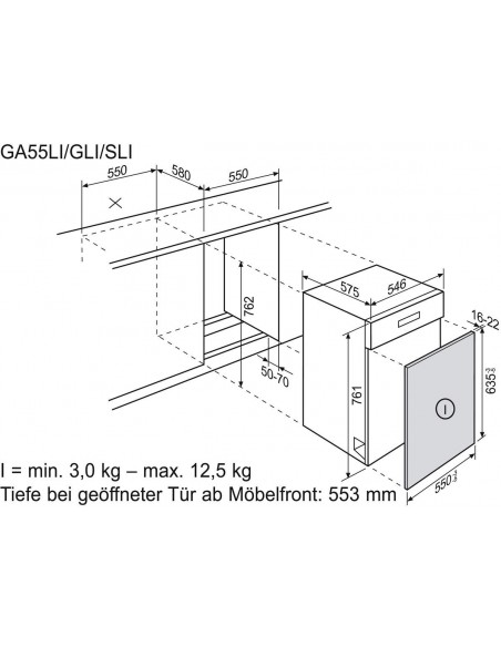 Electrolux GA55LiWE blanc - dimensions