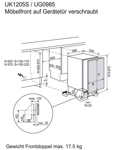 Electrolux UK 1205S - dimensions
