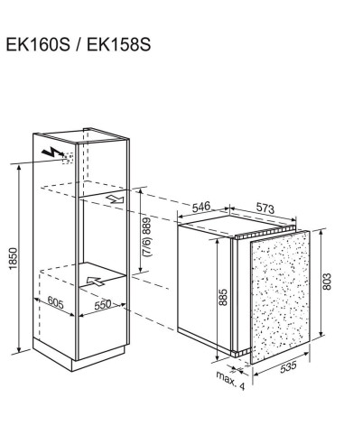 Electrolux EK158SWE blanc - dimensions