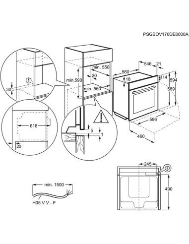 Electrolux EB6PL70KCN inox - dimensions