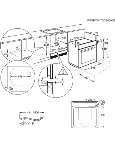 Electrolux EH6L20WE blanc - dimensions