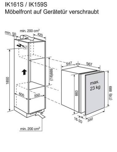 Electrolux IK159S - dimensions