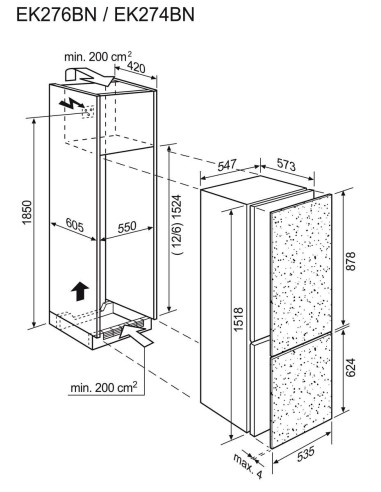 Electrolux EK276 BN blanc - dimensions