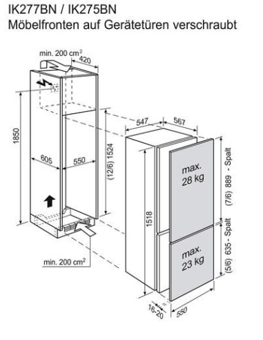 Electrolux IK277BN NoFrost - dimensions