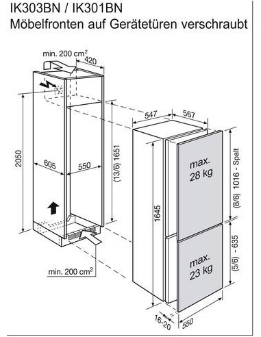 Electrolux IK303BN NoFrost - dimensions