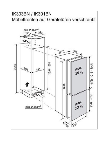 Electrolux IK303BN NoFrost - dimensions