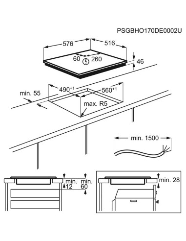 AEG KFA58SIM - dimensions d'encastrement