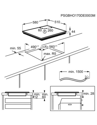 dimensions pour encastrement posé